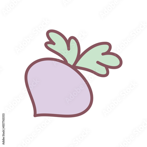 Cute beet icon. Hand drawn illustration of a beetroot isolated on a white background. Vector 10 EPS. 