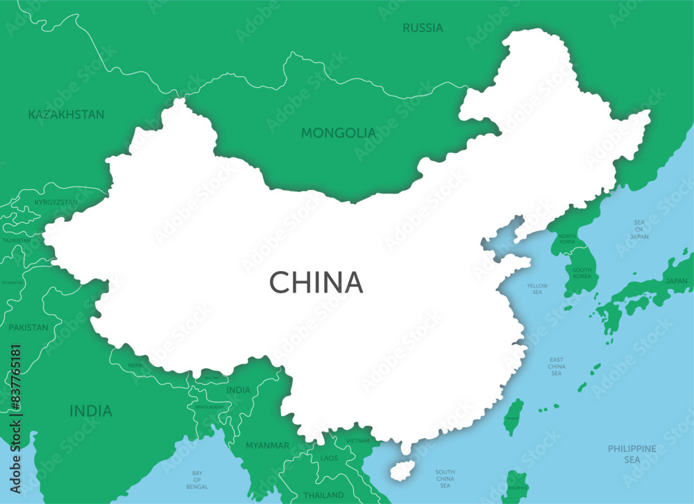 Fototapeta premium China white map colorful paper cut style