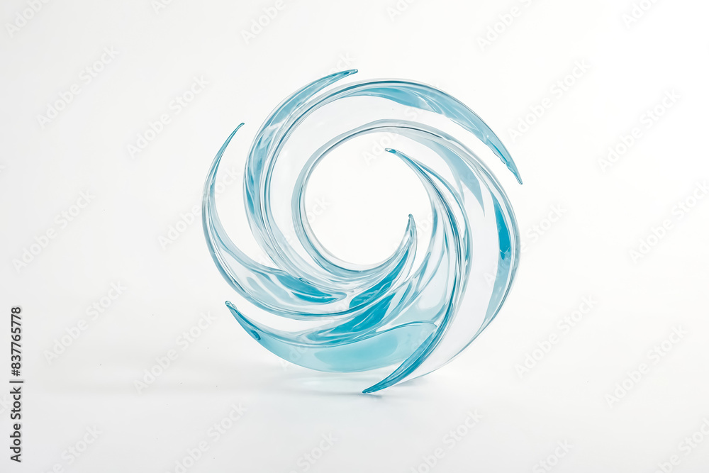 Abstract Blue Glass Swirl on White Background Abstract Blue Glass Swirl on White Background