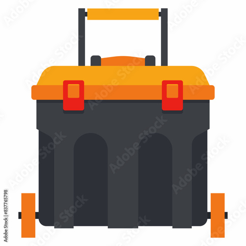 Tool box with wheels vector cartoon illustration isolated on a white background.