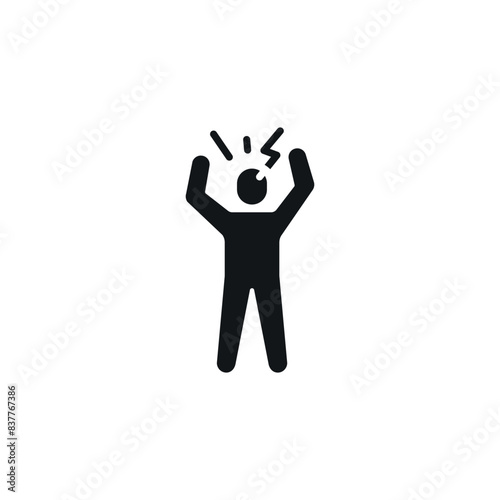 Human stressed simple glyph icon. Vector solid isolated black illustration.