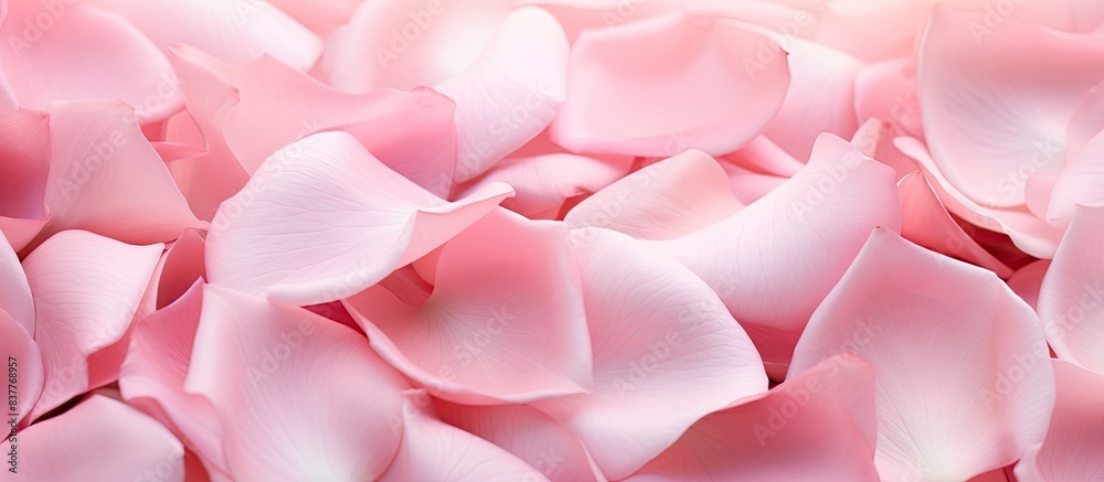 Detailed close-up of delicate pink rose petals with a copy space image. Detailed close-up of delicate pink rose petals with a copy space image.