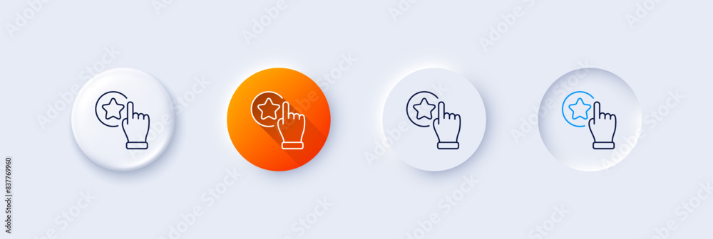 Rate button line icon. Neumorphic, Orange gradient, 3d pin buttons. Best ranking sign. Rating symbol. Line icons. Neumorphic buttons with outline signs. Vector Rate button line icon. Neumorphic, Orange gradient, 3d pin buttons. Best ranking sign. Rating symbol. Line icons. Neumorphic buttons with outline signs. Vector