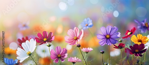 Colorful flowers in nature with a vibrant background  a perfect copy space image.