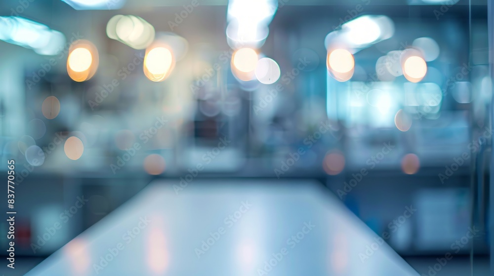 Blurred laboratory background with bokeh lights. Modern laboratory with equipment and bright lights, featuring a clean, out-of-focus aesthetic. Blurred laboratory background with bokeh lights. Modern laboratory with equipment and bright lights, featuring a clean, out-of-focus aesthetic.