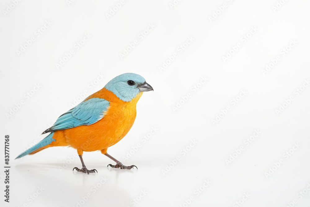 Fototapeta premium Orange and Blue Bird on White Background