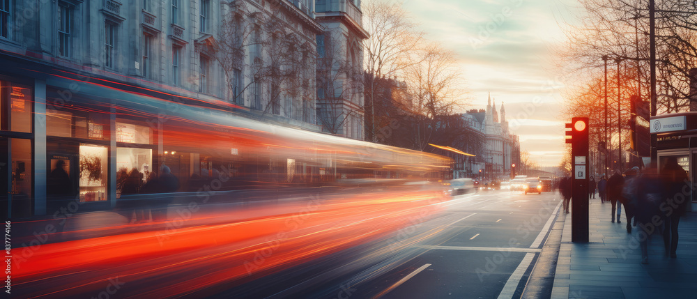 Fototapeta premium Dynamic City Street at Sunset