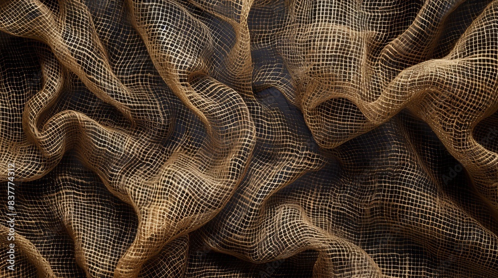  top view of flat mesh textile, adorned in a soothing sand brown coloring, evoking a sense of warmth and natural tranquility