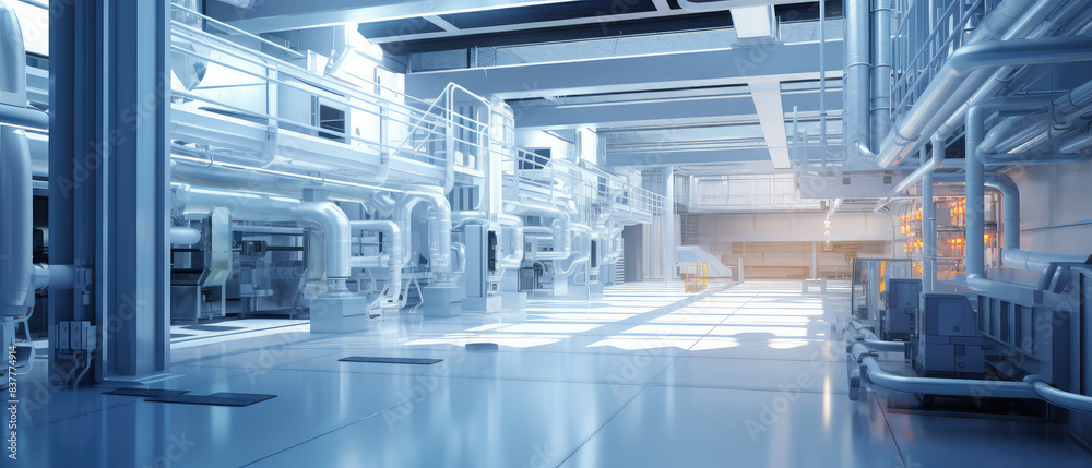 Modern Industrial Factory Interior with Machinery Modern Industrial Factory Interior with Machinery
