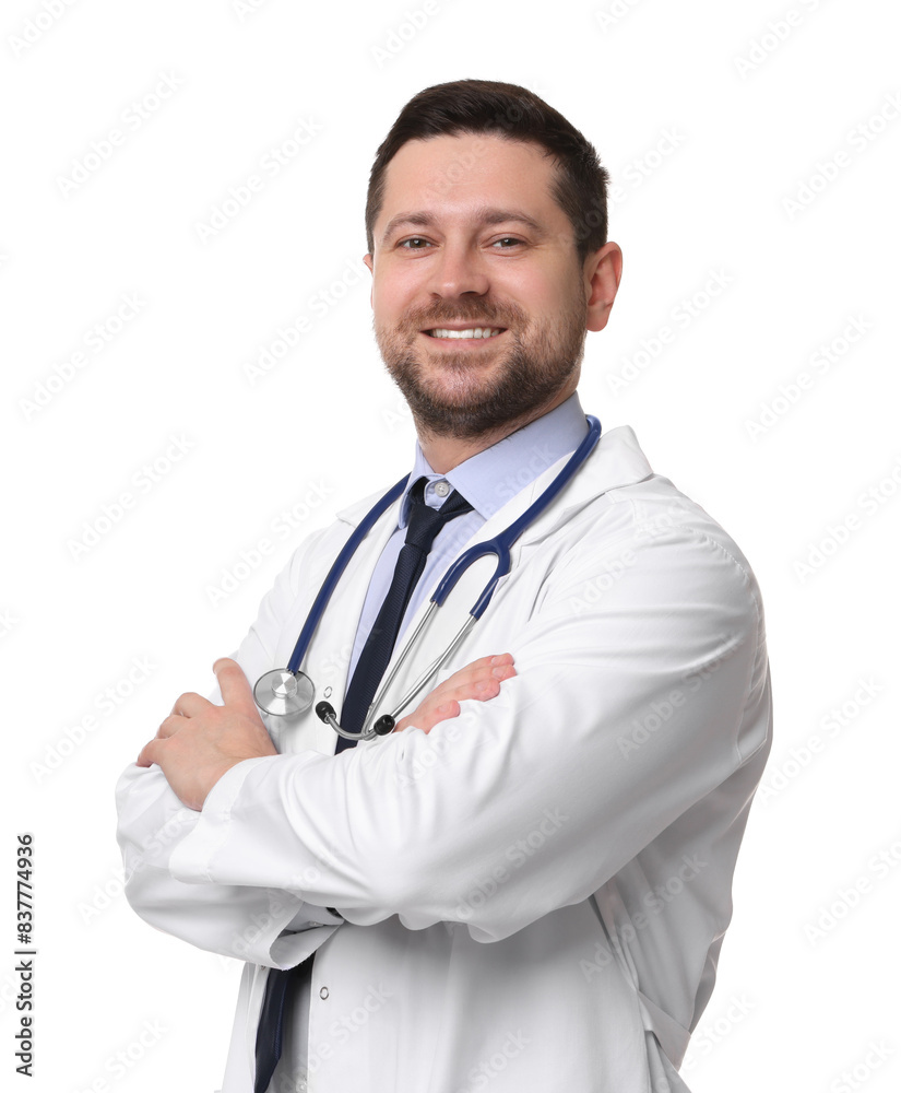 Portrait of smiling doctor isolated on white Portrait of smiling doctor isolated on white
