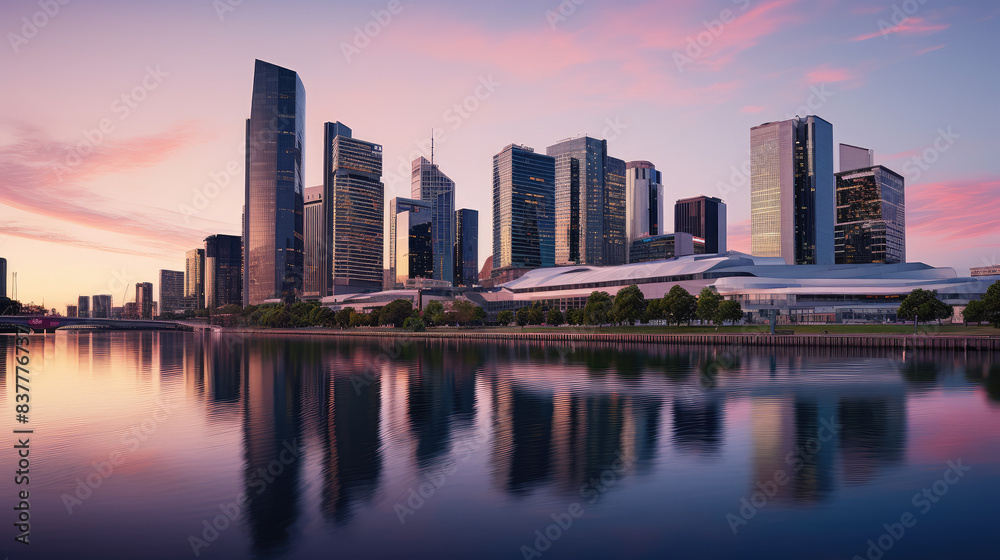 Fototapeta premium Modern City Skyline at Dusk