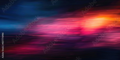 Dark blurry abstract gradient background, grainy texture, pink, orange, blue, black colors, copy space © Vladyslav  Andrukhiv