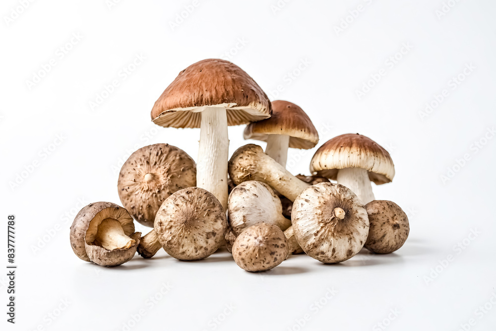 Group of Mushrooms on White Background Group of Mushrooms on White Background