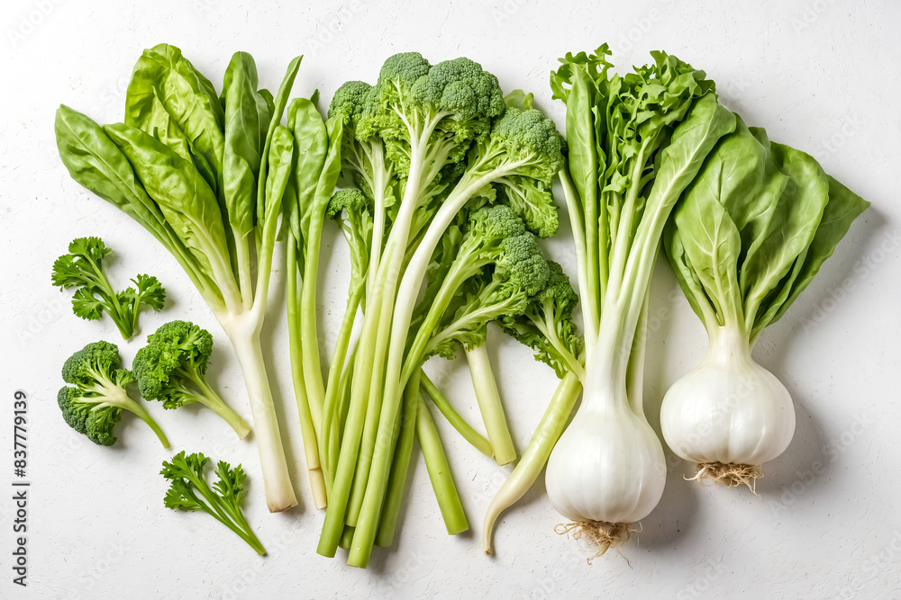 Fresh Green Vegetables on White Background Fresh Green Vegetables on White Background