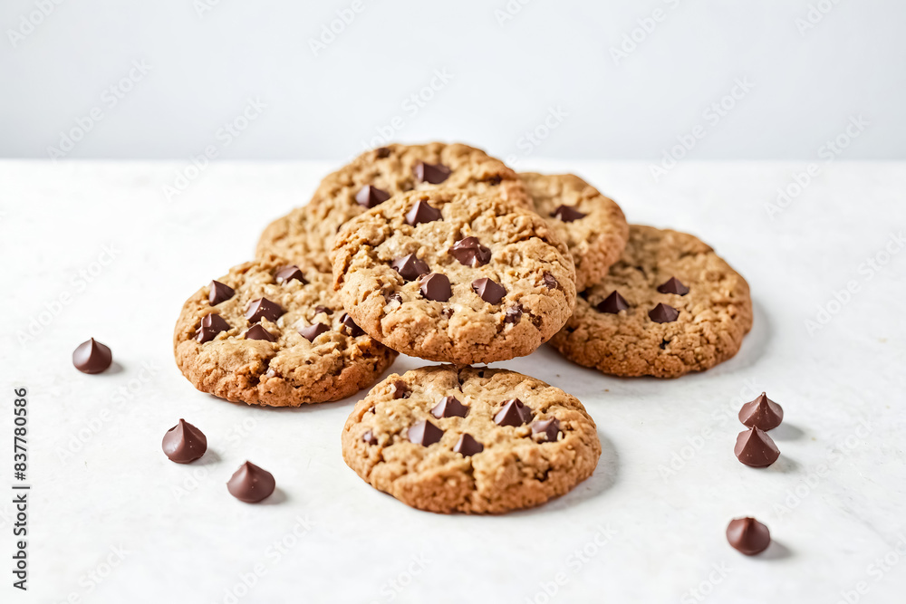 Chocolate Chip Cookies on White Marble Chocolate Chip Cookies on White Marble