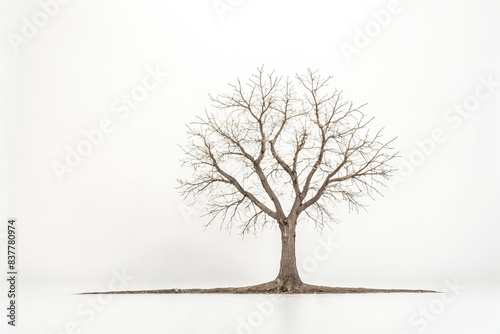 Single Bare Tree with White Background