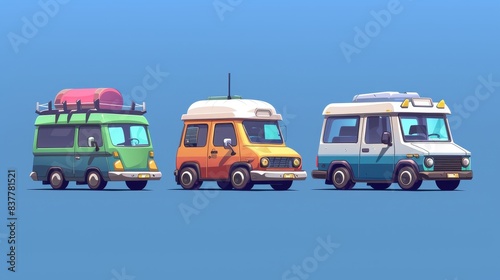Illustration of a cartoon passenger car and a cartoon lorry and van