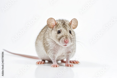 Cute Grey Rat on White Background
