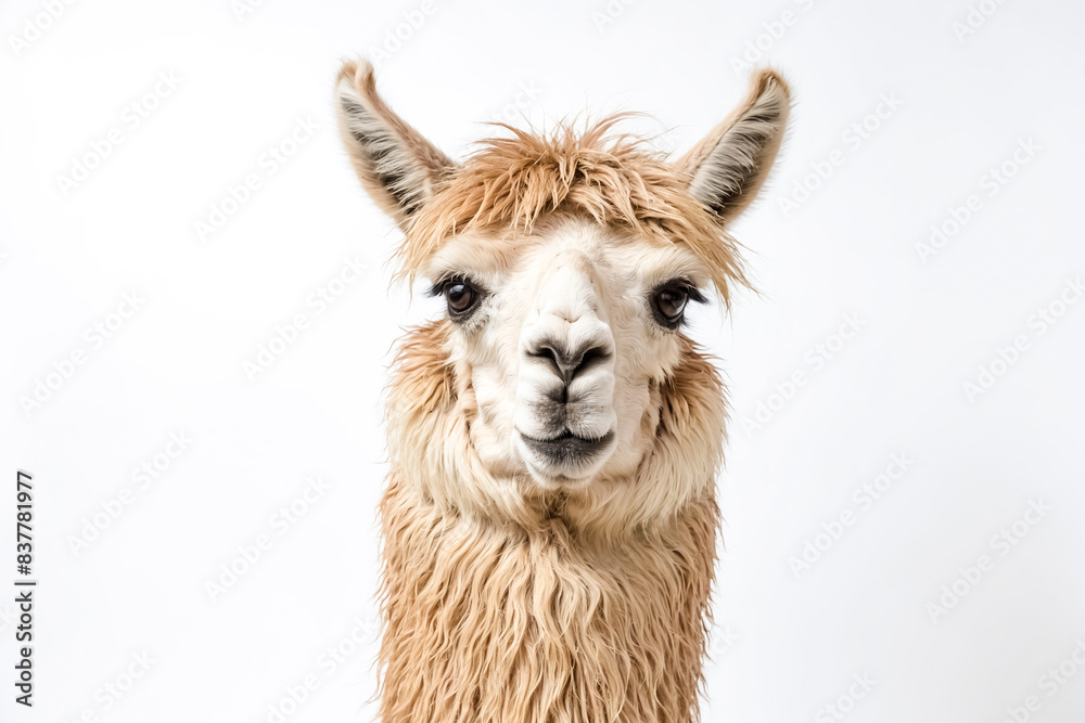 Obraz premium Close-up of a Fluffy Alpaca's Face