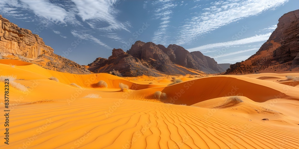 Naklejka premium Hisma Desert in Saudi Arabia is being converted into a wildlife sanctuary. Concept Environment, Conservation, Wildlife, Restoration, Hisma Desert