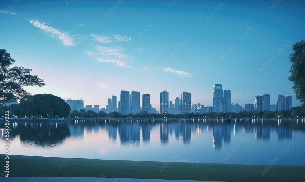 Tranquil Urban Skyline at Dawn