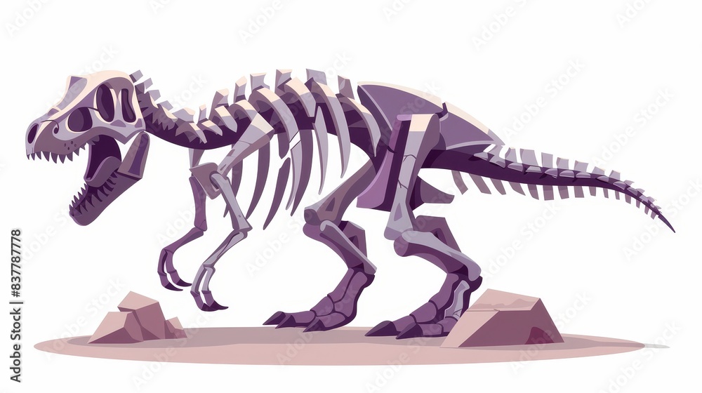 Fossil icon cartoon modern. Dinosaur skeleton. Bone evolution print. Fossil icon cartoon modern. Dinosaur skeleton. Bone evolution print.