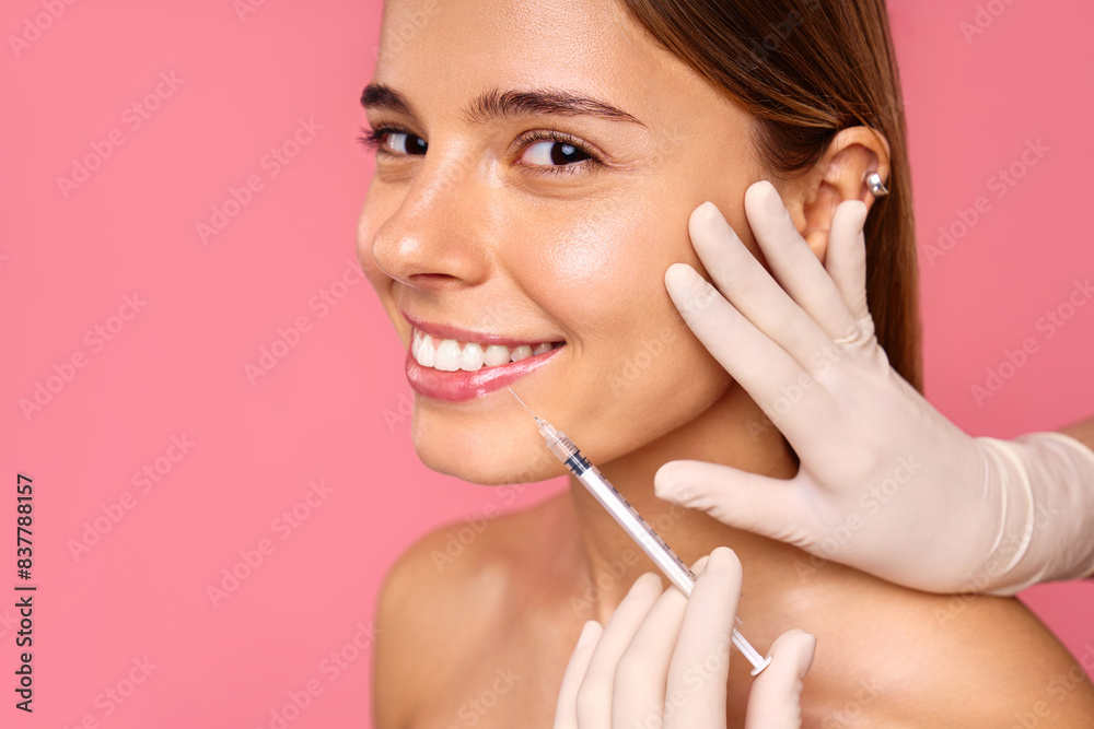 Cosmetic lip treatment with injectables for lip enhancement in medical aesthetics and beauty Cosmetic lip treatment with injectables for lip enhancement in medical aesthetics and beauty