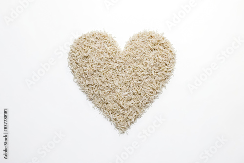 Heart Shaped Dried Flower Petals on White Background