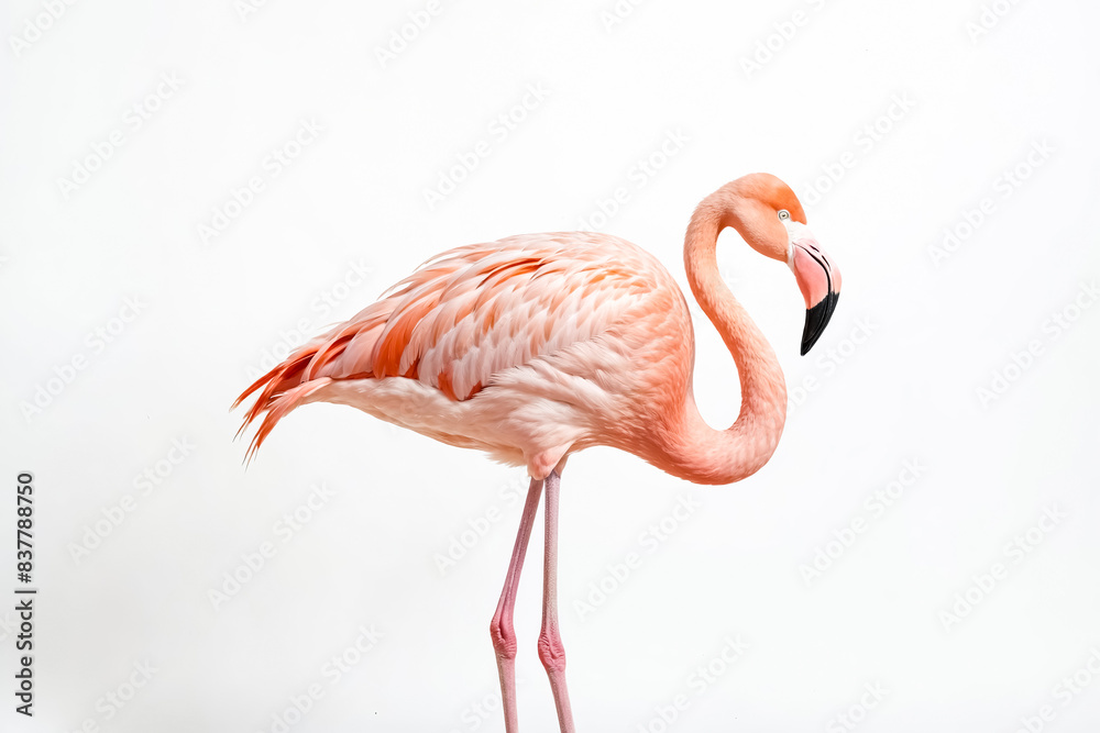 Obraz premium Pink Flamingo Standing on One Leg