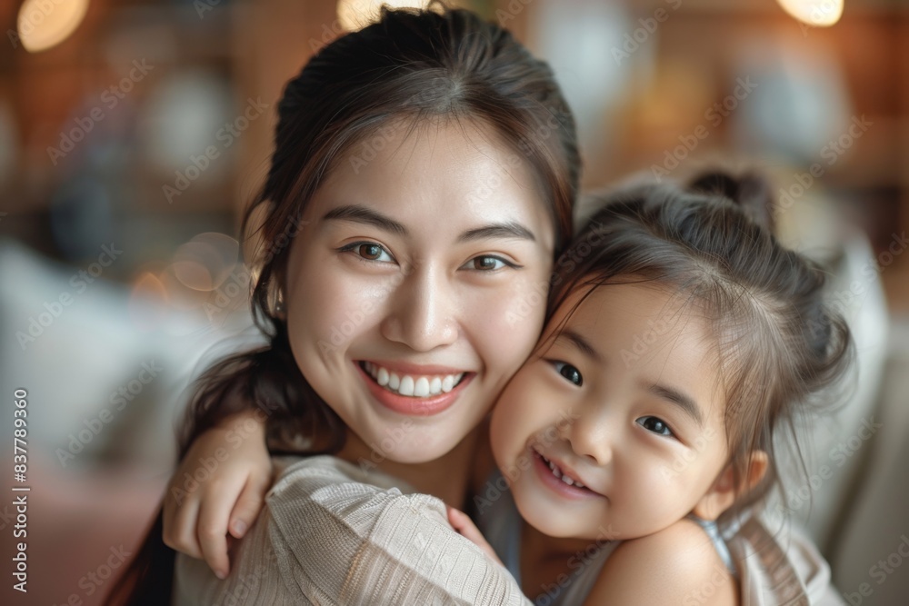 Woman and child smiling Woman and child smiling