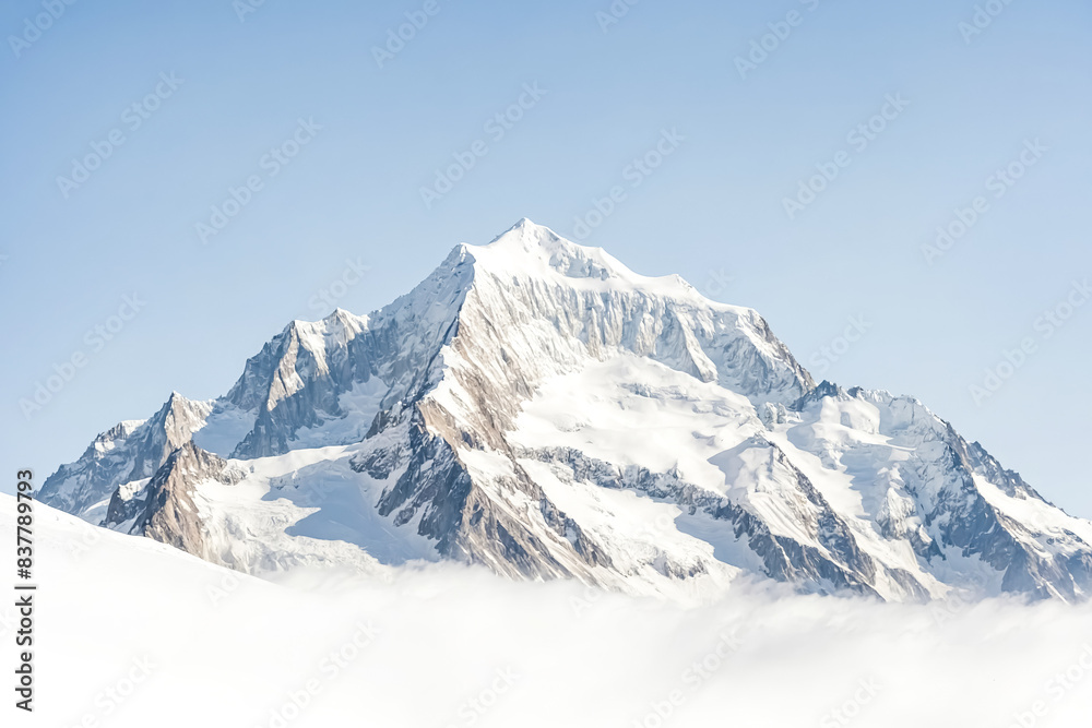 Snowy Mountain Peak with Clear Blue Sky Snowy Mountain Peak with Clear Blue Sky