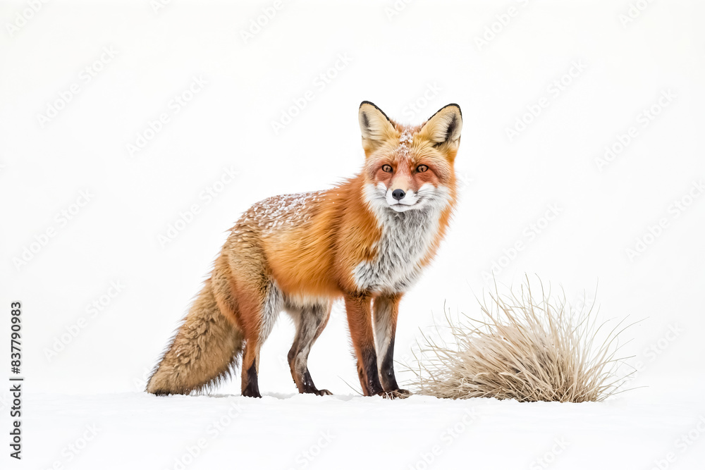 Fototapeta premium Red Fox Standing in Snowy Field