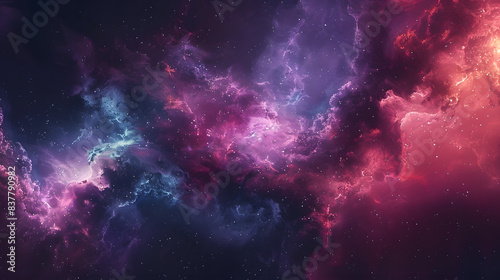 An abstract background with a cosmic, starry theme. Use deep, dark colors for the background, interspersed with bright, twinkling stars and swirling nebulae to create a sense of the vastness and