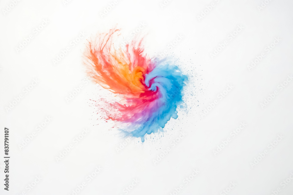 Abstract Watercolor Swirl in Red, Orange and Blue