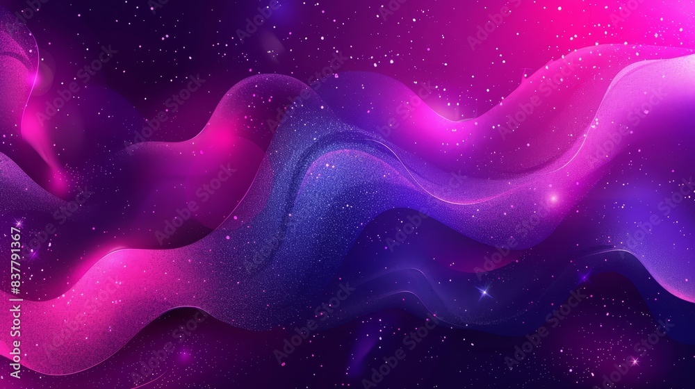  A purple and pink abstract background with stars and a streaming liquid flow from the image's bottom to its top