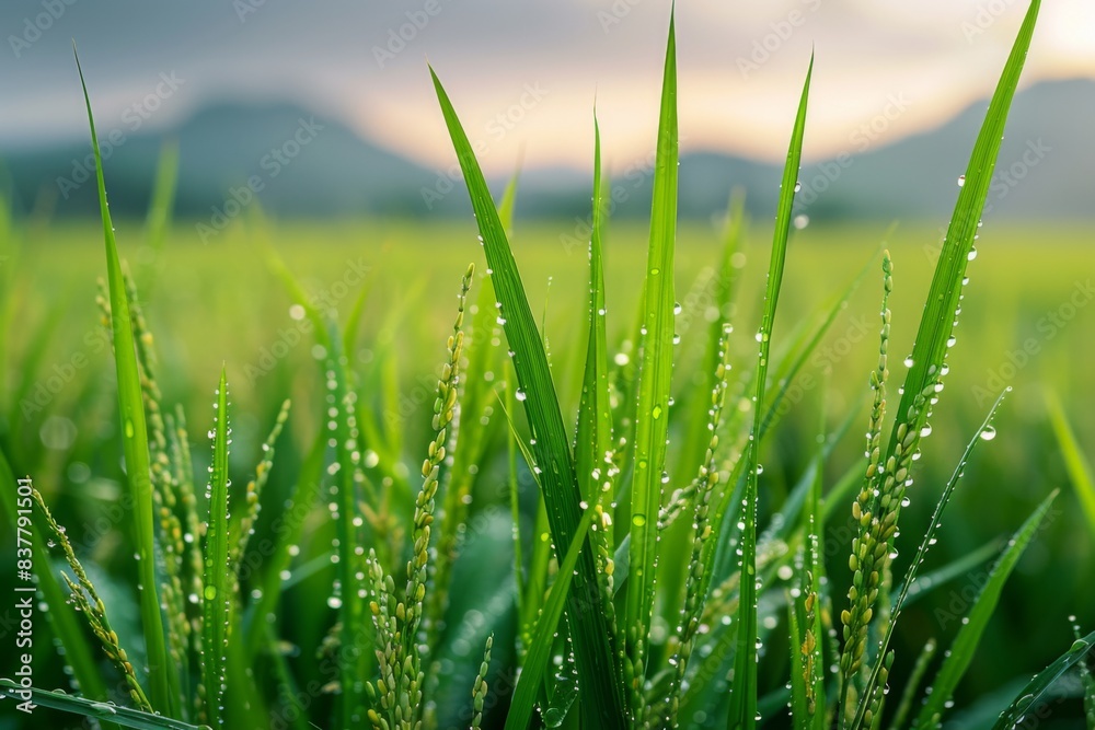 Grass field with dewdrops Grass field with dewdrops
