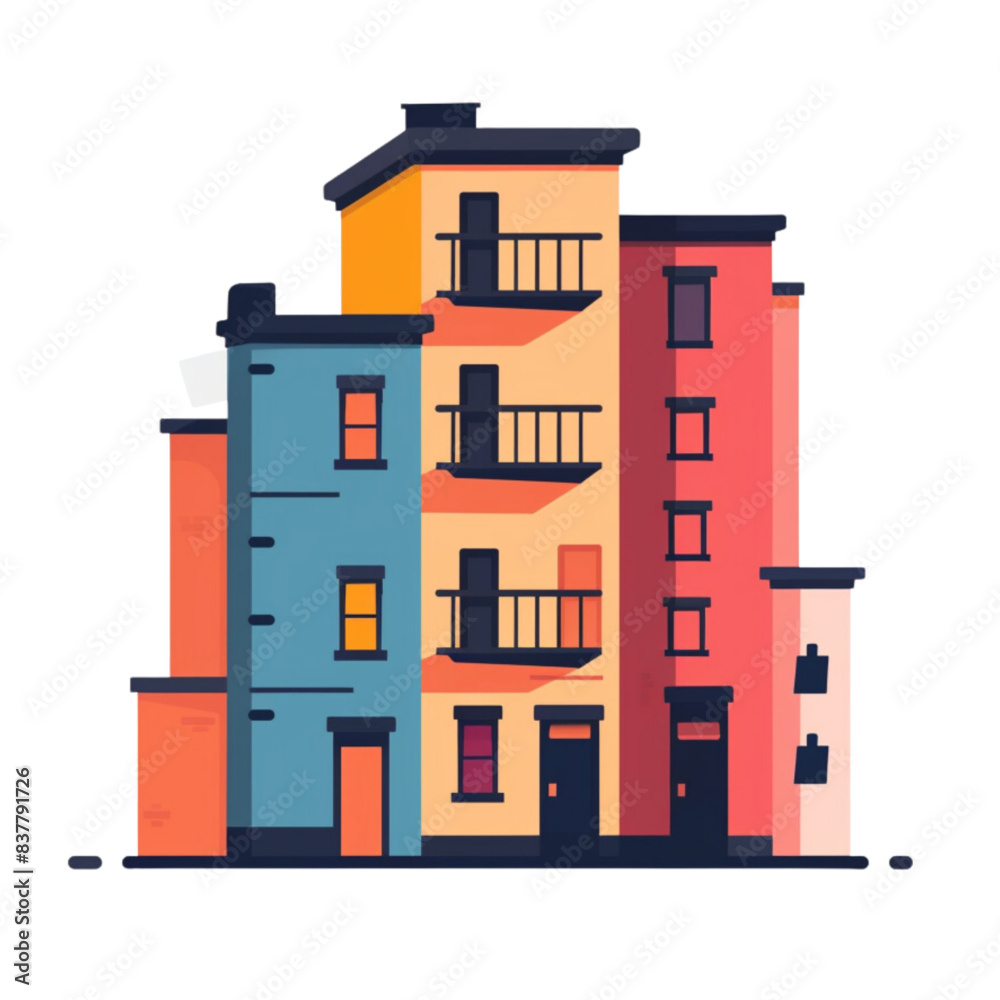 Naklejka premium Building, clip art style, images for creating graphic works.