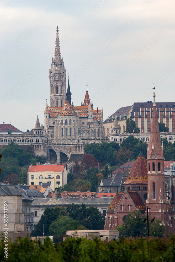 Obraz premium The Church of the Assumption of the Buda Castle, Hungary. Neo Gothic church, commonly known Matthias Church in Budapest.