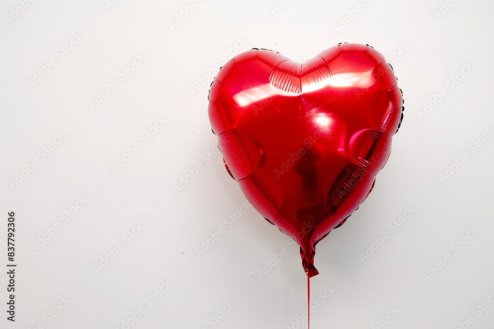 a red heart-shaped balloon on a white background