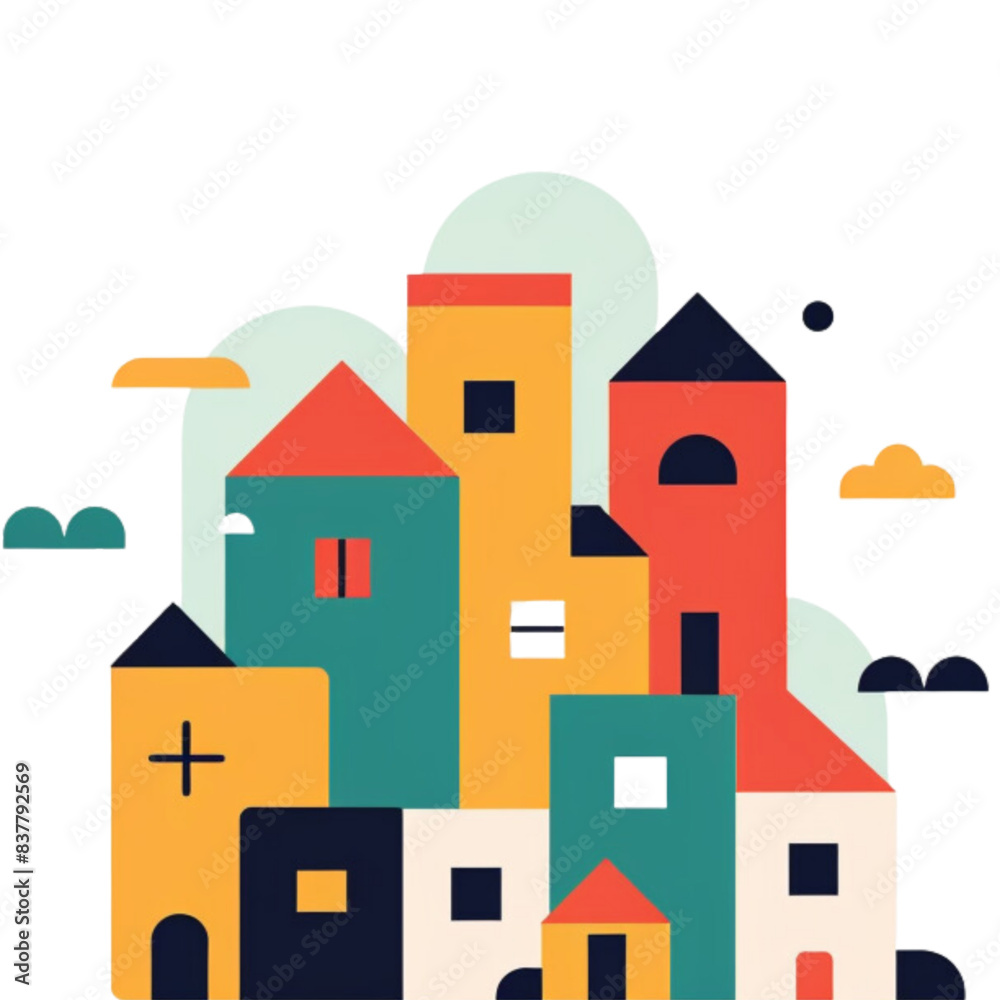 Fototapeta premium Building, clip art style, images for creating graphic works.