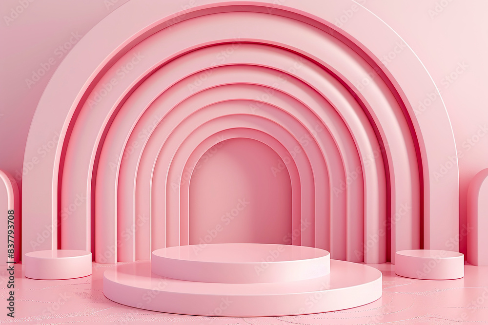 Abstract pink background with 3d round podium. Abstract pink background with 3d round podium.