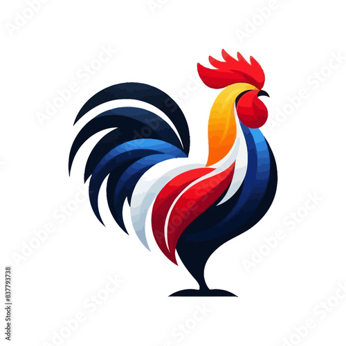 rooster isolated on white France flag color 