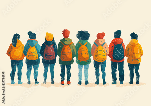 Diverse Team Listening to Teacher in Educational Presentation: Business Learning and Checklist Concept, Minimalistic Vector Illustration for Training, Skill Development, Group Workshop at Daytime