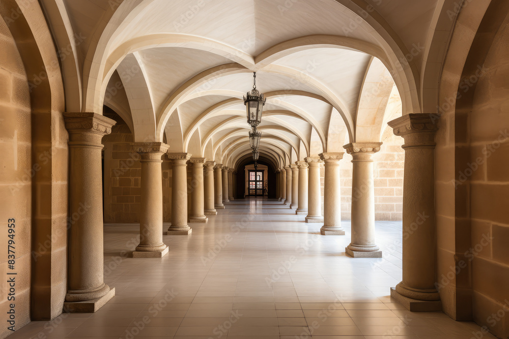 Elegant Arched Hallway in a Historical Building Elegant Arched Hallway in a Historical Building