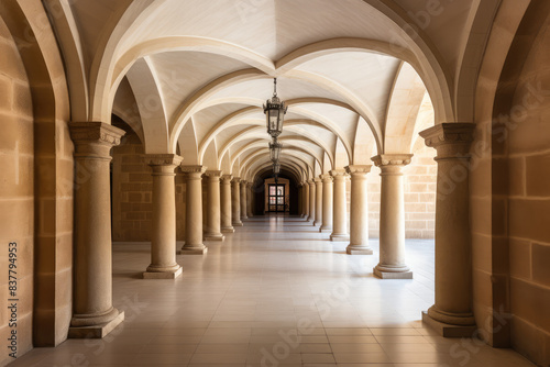 Elegant Arched Hallway in a Historical Building