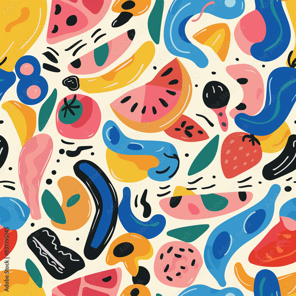 Naklejka premium Fun pattern background with abstract shapes
