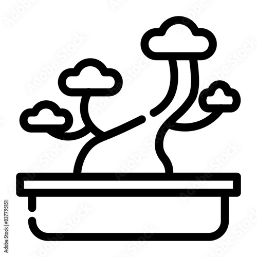 bonsai plants cutline icon style