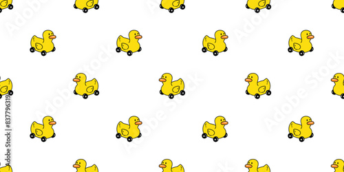 Obraz na plátně duck seamless pattern car wheel cartoon rubber duck chicken bird vector pet wrap