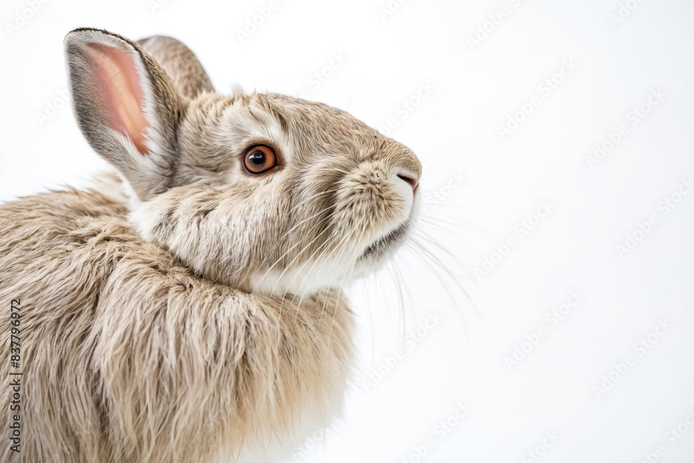 Closeup of a Brown Rabbit with White Fur