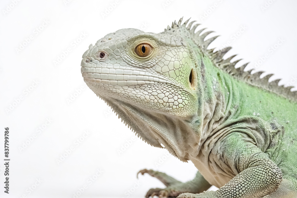 Fototapeta premium Close-up of a Green Iguana with White Patches